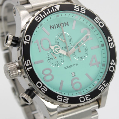 NIXON 51-30 Chrono - Silver/Turquoise Chronograph Men's Watch A1389-2084