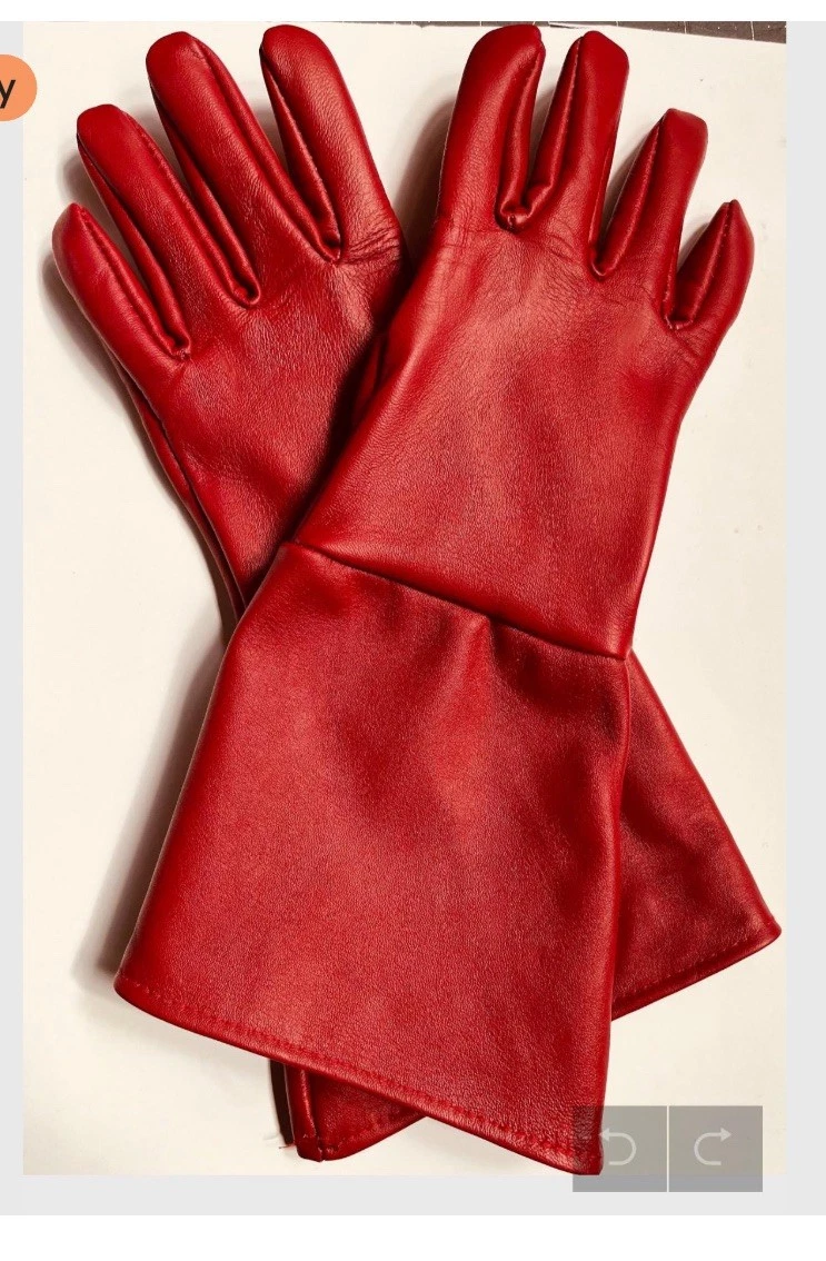 Red Goatskin Gauntlet Gloves - XL- Made In USA