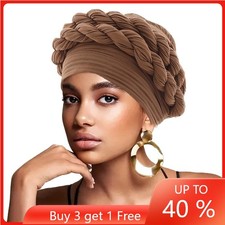 African Women Hijab Braids Cap Head Wrap Beanie Muslim Turban Chemo Cancer Hat