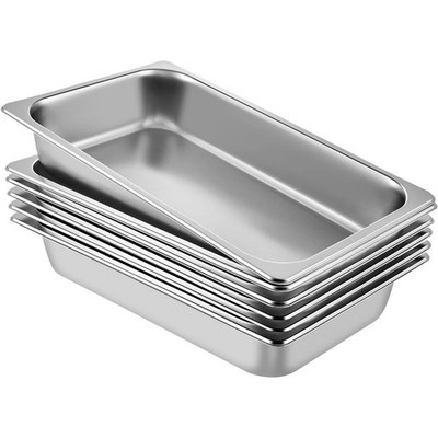 6 Pack Steam Table Pans 20.9 x 12.8 x 3.9 Inch Deep Steam Table Pan Full Size 1