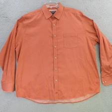 Johnston Murphy Shirt Mens 2XL Orange Polka Dot Long Sleeve Flip Cuff