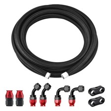6an Ptfe Fuel Line Kit E85 Nylon Braided Fuel Hose 10ft Black Red
