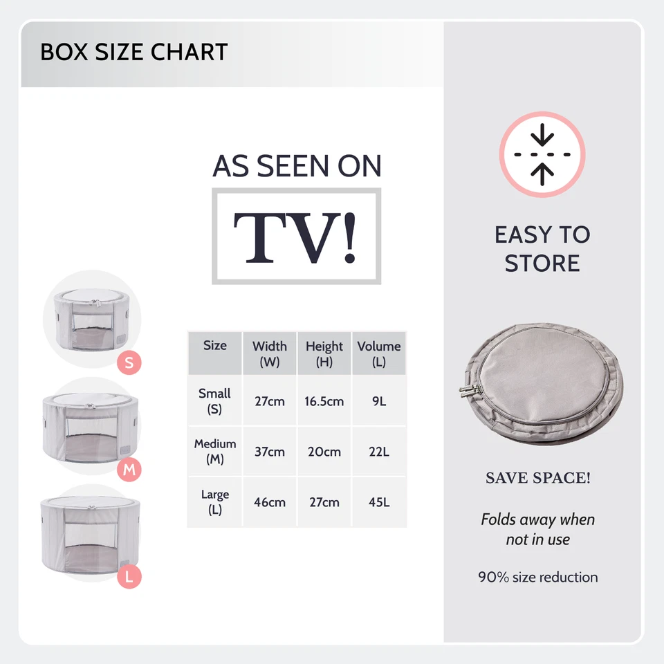 Periea Abby Round Canvas Home Storage Boxes with Zip Lids & Folding Steel Frames - Image 2 of 4