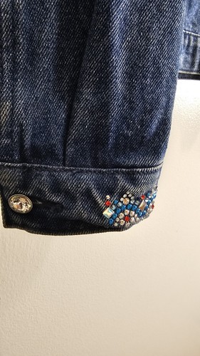 Vintage Christine Alexander Größe M 100% Baumwolle Jeansjacke Damen Strass / - Bild 8 von 12