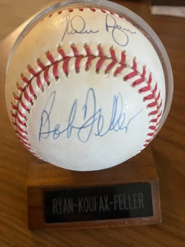 Nolan Ryan Sandy Koufax Bob Feller Autographed Signed Baseball
