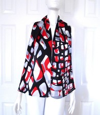 Jones New York Black Geometric Rectangle Oblong Silk Scarf