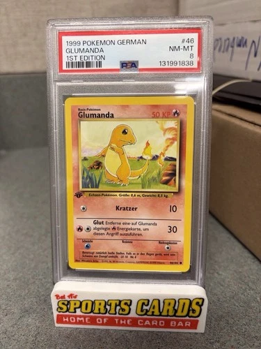 1999 Pokemon GERMAN 1st Edition Base Set Glumanda - Charmander 46/102 PSA 8