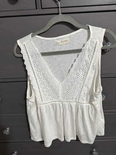 Canotta donna senza maniche con occhielli LUCKY BRAND avorio taglia L usata in ottime condizioni - Foto 2 di 5