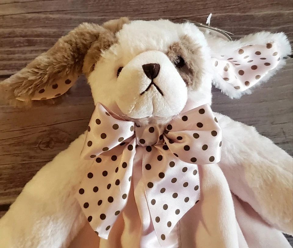Bearington Baby Wiggles Perro Lovey Rosa Lunares 14" Peluche Juguete Manta de Seguridad Foto 2 de 4