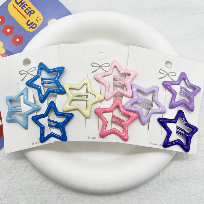 3Pcs Cute Star Shape Metal Children Snap Hair Clips Barrettes Girl SPK
