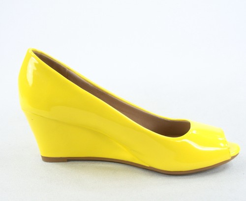NUOVE scarpe sandali donna brevettate punta aperta tacco basso zeppa taglia 5-10 - Foto 14 di 18
