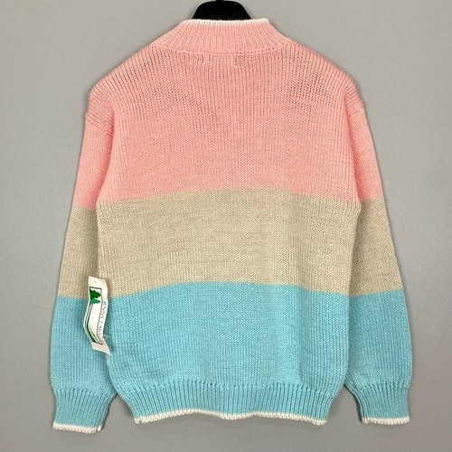 Vintage Wool Blend Grandma Sweater Women’s Size M Fair Isle Pastel Mock Neck - Picture 4 of 6