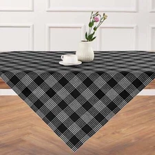 Solino Home 100% Pure Linen Table Throw for Fall Dining Kitchen, Glen Check