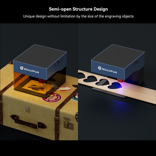 Mini Grabador Láser Sculpfun iCube Pro 5W con Filtro de Humo Alarma de Temperatura F6C1 - Imagen 6 de 12