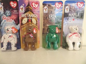Lot of 4 McDonalds Ty Teenie Beanie Babies Erin Maple Britannia Glory NIP 1999