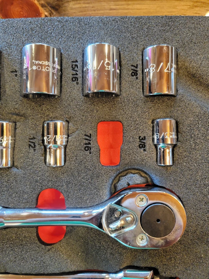 PROTO 1/2"Dr J54120KV Socket Set,Pear Head,17pieces 806K96. Missing 7/16" Socket - Image 3 of 4