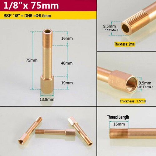 BSP 1/8" 1/4" 3/8" Male to Female Brass Connectors Pipe Extension 50mm to 150mm - Picture 6 of 20