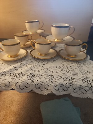 Set Of 7 Vintage Lenox Tea/Coffee Cups With Saucers Tyler Pattern Unused