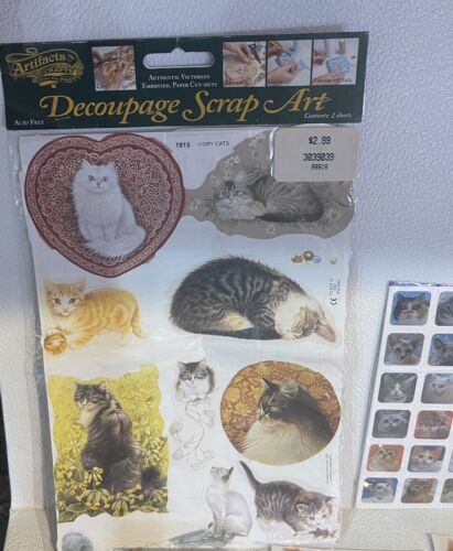 Cat Kitten Stickers incl. 48 Prismatic, 32 Puffy, & Pack Decoupage Scrap Art - Picture 2 of 6