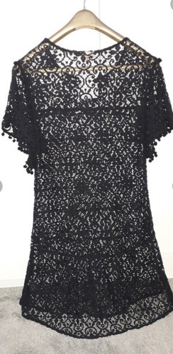 BNWT PILYQ BLACK CROCHET KNITTED TUNIC DRESS/BEACH DRESS/KAFTAN - XS - UK 8 - Picture 2 of 5