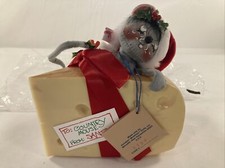 ANNALEE Christmas Mouse in Cheese with Santa hat