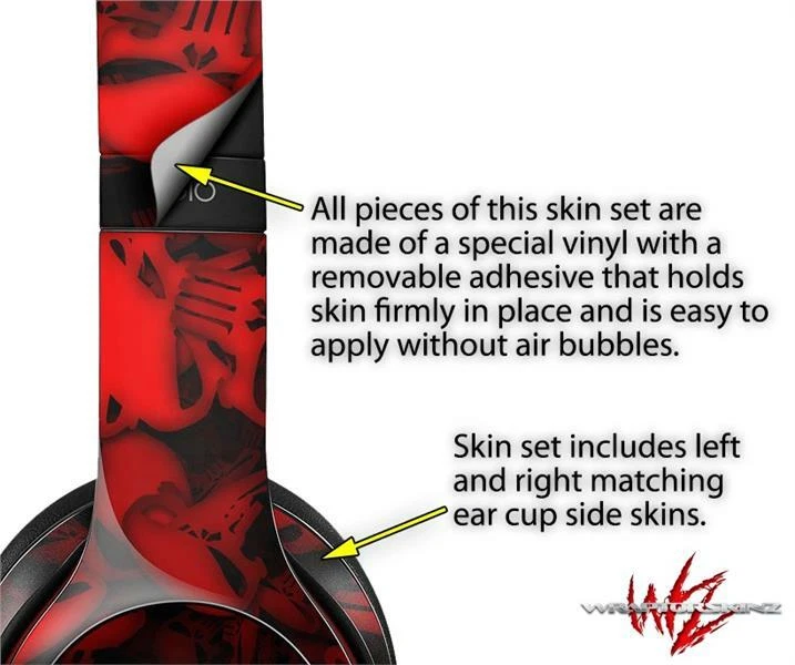 Skin Beats Solo 2 3 Skulls Confetti Red Wireless Headphones NOT INCLUDED - Image 3 of 4