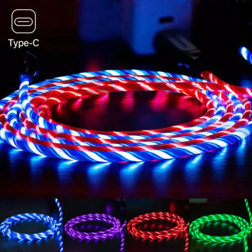 2 PACK LED 6FT Fast Charge Type C USB Cable Cord for Galaxy S21 S22 S23 S24 S25 - Image 2 of 4