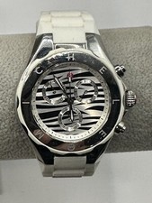 MICHELE Tahitian Jelly Bean Zebra Print Dial White Watch 