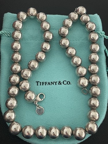 18" Tiffany & Co Sterling Silver 10mm Bead Ball Necklace (F56) - Picture 2 of 5