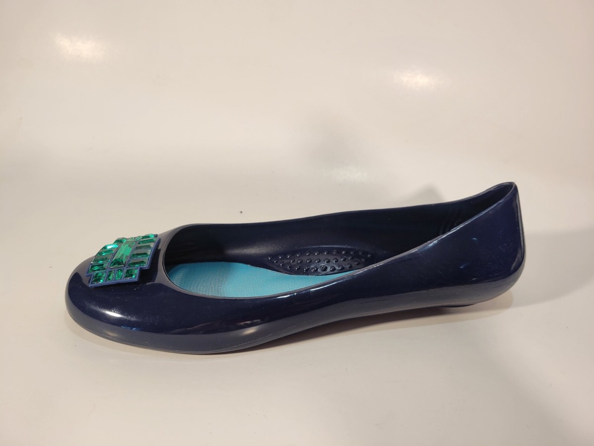 Oka-B Ballet Flats Womens M EUR 38 Navy Blue Shoes Emerald Jelly Slip On  Shoe