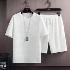 2pc Men's Short Sleeve Sets Shorts Tops Sports Casual Suit Tracksuits Sweatpants