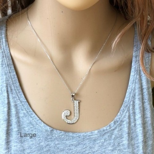 Collar Colgante Plata Esterlina 925 Inicial Letra B - Grande, Mediano, Pequeño DC - Imagen 12 de 12