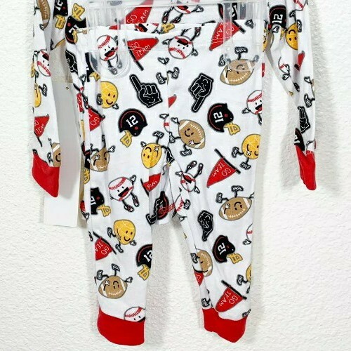 12m pjs Pajamas Football, baseball, basketball,Sports LS 2-piece Sleepwear - Picture 2 of 2