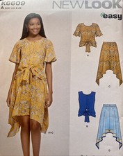 New Look Top Asymmetric Skirt UK Plus Size 12-24 Co-ord Sewing Pattern Boho 