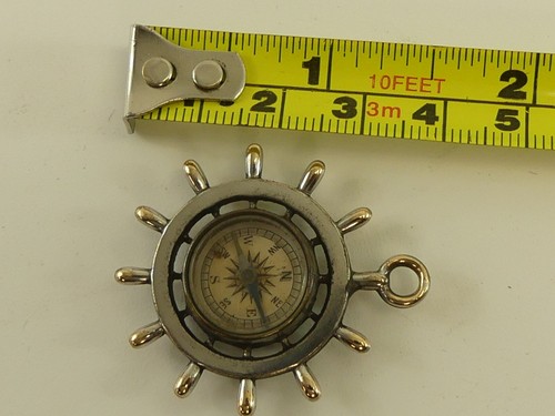 (RefJOH37B) Antique silver plated compass pendant fob working - Picture 5 of 5