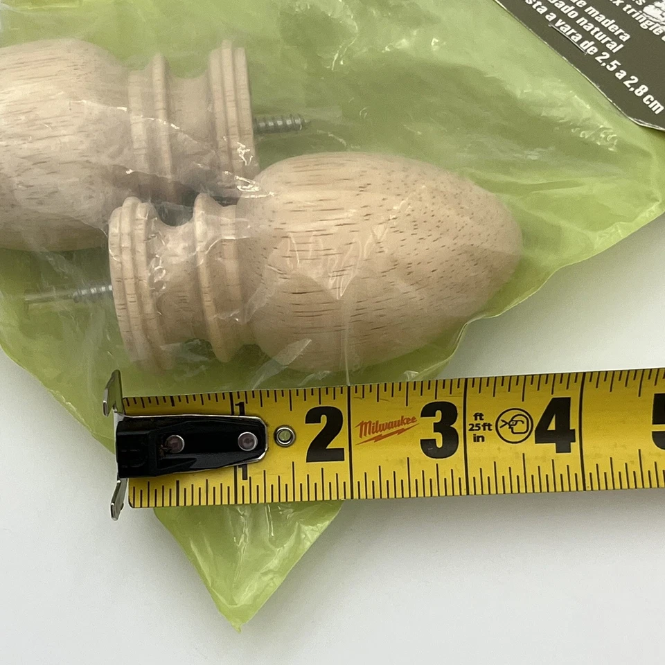 Barra de cortina de madera Martha Stewart remates barra de cortinas acabado natural decorativo Foto 2 de 4