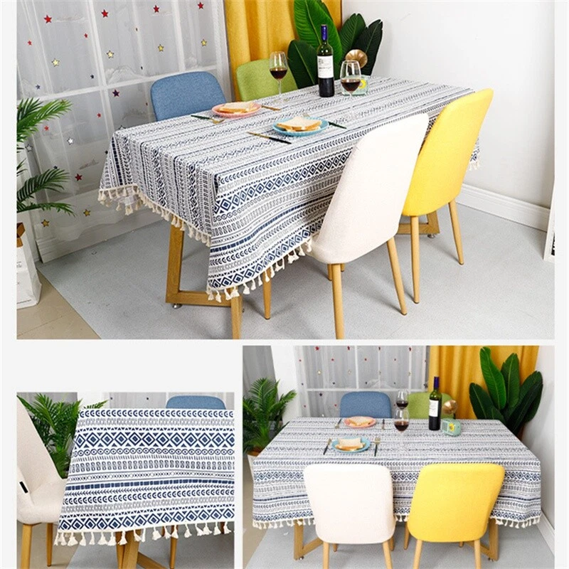 1X Vintage Tablecloth Boho Table Cover Tassel for Dining Room Home Decor Ethnic - Image 2 of 4