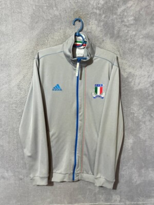 Italy Team Training Rugby Jacket Gray Adidas Polyester Mens Size L UA1