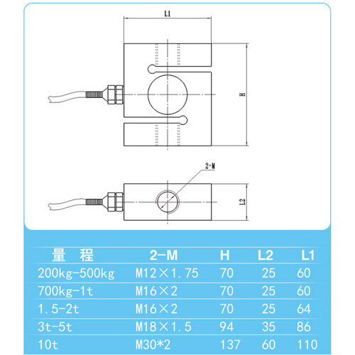 High Precision S TYPE Beam Weighting Sensor/Tension Sensor 0-1000kg With Cable - Picture 11 of 11