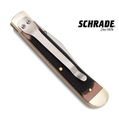 Sxhrade Old Timer Pocket Knife Trapper Linerlock Sawcut handle  294OT