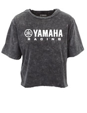 YAMAHA VINTAGE WASH RAW HEM CROP WOMENS T SHIRT