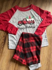 Toddler Gnome Christmas Red Plaid Farmhouse Truck Pajamas Sz 3T NEW