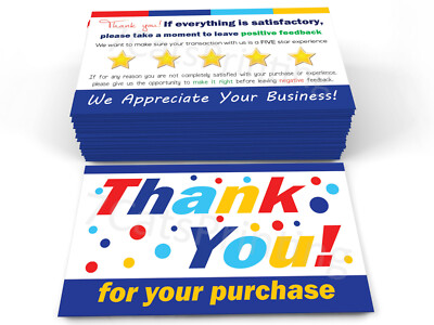 for eBay Seller Thank You Cards Your Purchase Order Notes Sets 50
