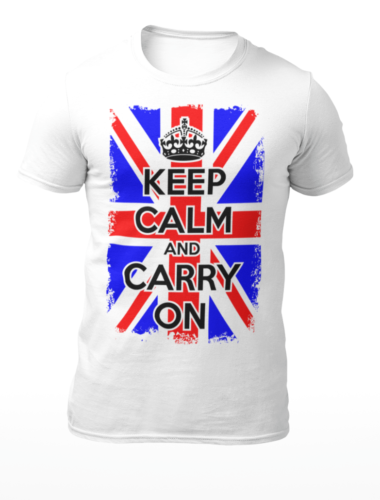 Keep Calm And Carry On Grunge British Flag - Men's T-Shirt - Women's T-Shirt - Picture 1 of 3