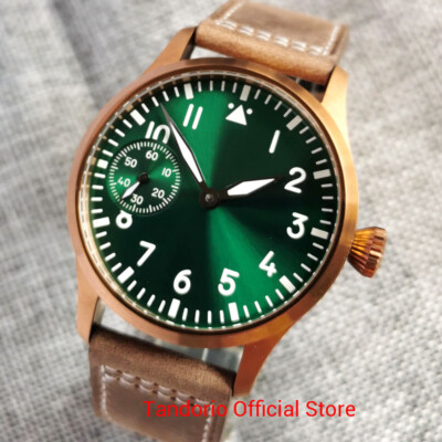 42mm Sapphire Mechanical Men's Watch Asia 6497 Movement Green Dial   