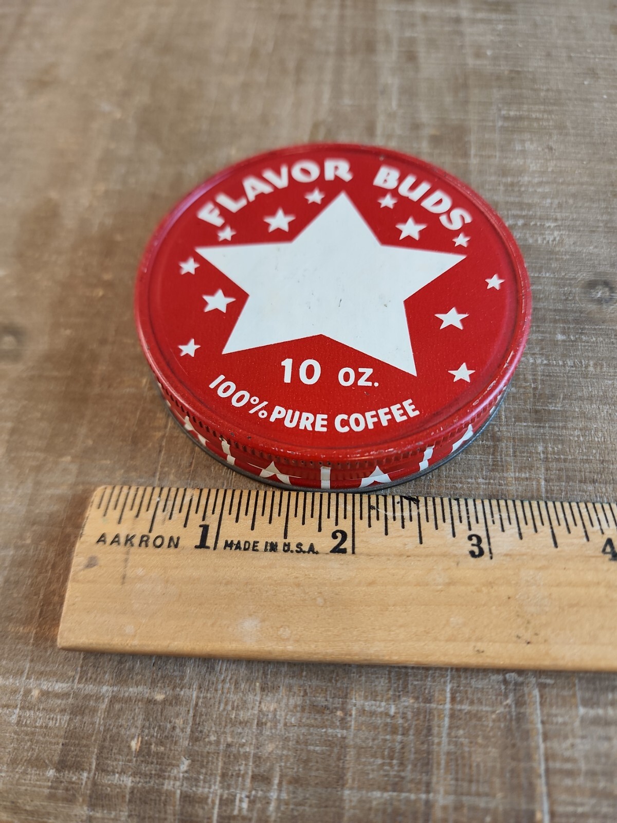 Vintage Original FLAVOR BUDS Metal Twist Off Cap Coffee Jar Lid 1950s