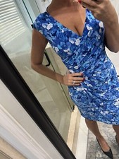 Ralph :Lauren Chaps Stretch Moc Print Wrap  Bombshell S Worn 1 Time White Blue