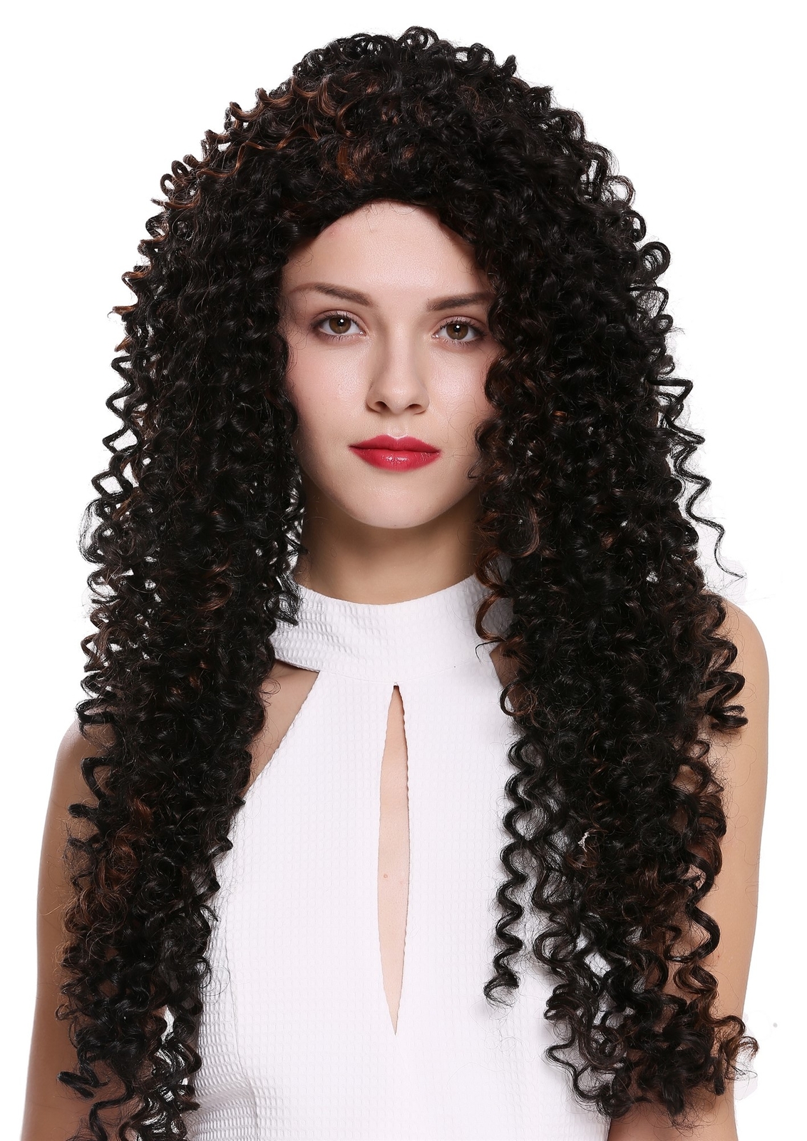 Women's Wig Long Curly Afro Caribbean Style Black Copper Brown