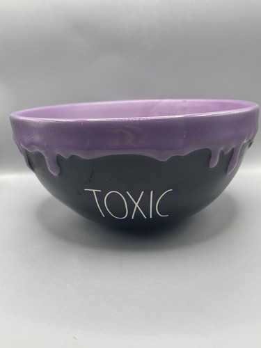 RAE DUNN Halloween TOXIC Black And Purple Slime Drip Bowl NEW