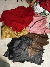 BY POUND Box Mixed Colors Cowhide Remnants Scrap Leather BIG Pieces